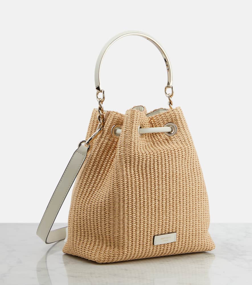 Jimmy Choo Bon Bon Small raffia bucket bag