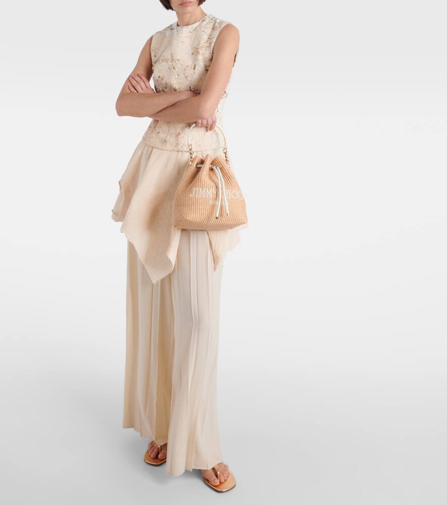 Jimmy Choo Bon Bon Small raffia bucket bag
