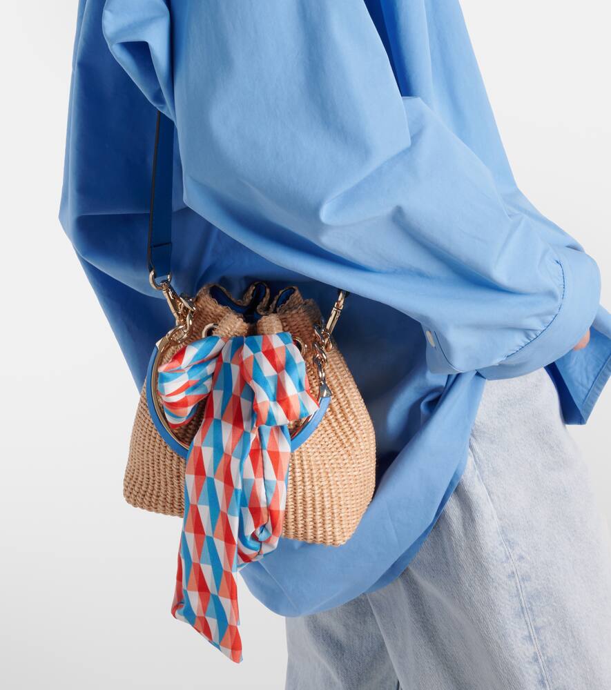 Jimmy Choo Bon Bon Small raffia bucket bag