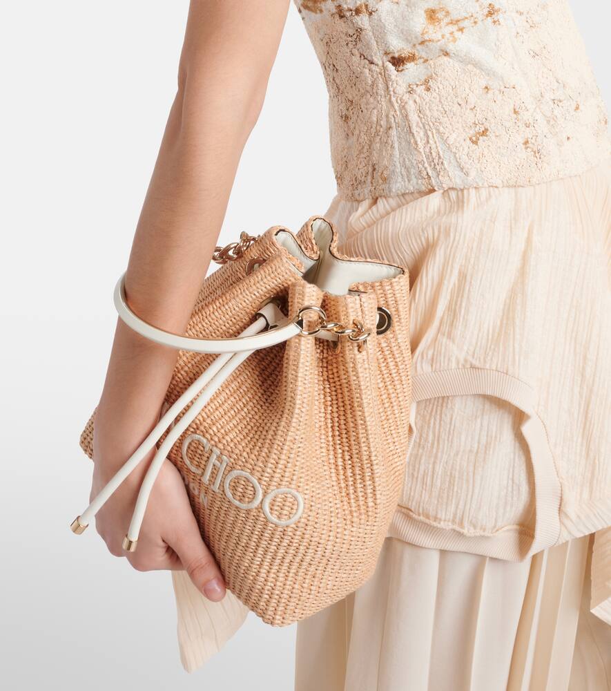 Jimmy Choo Bon Bon Small raffia bucket bag
