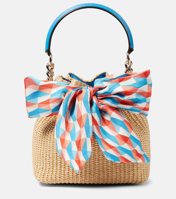 Jimmy Choo Bon Bon Small raffia bucket bag