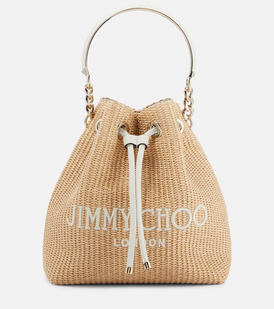 Jimmy Choo Bon Bon Small raffia bucket bag