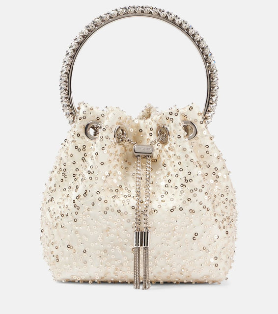 Jimmy Choo Bon Bon embellished tote bag. Shop Jimmy Choo Top-Handle Bags for women now.