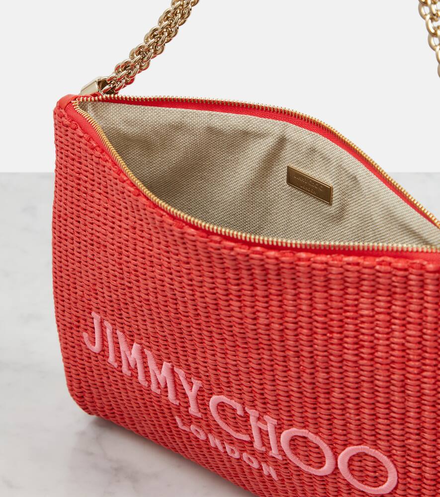Jimmy Choo Callie logo raffia shoulder bag