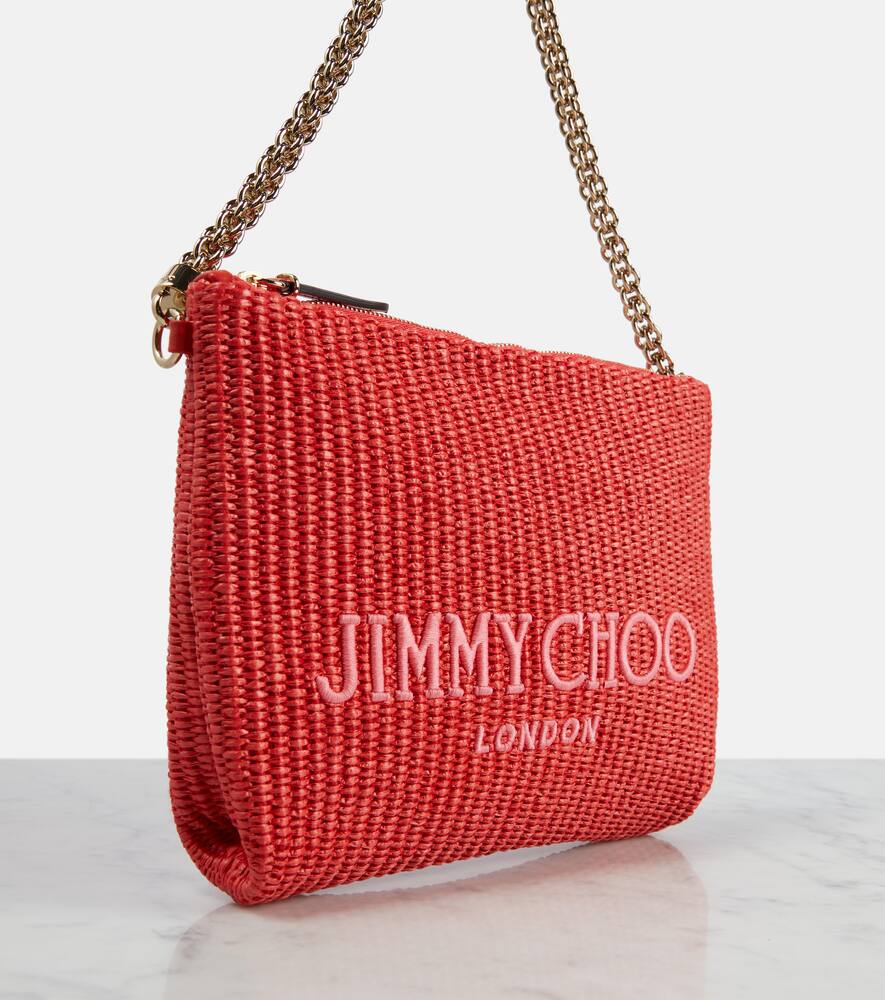 Jimmy Choo Callie logo raffia shoulder bag