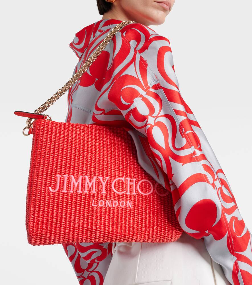 Jimmy Choo Callie logo raffia shoulder bag