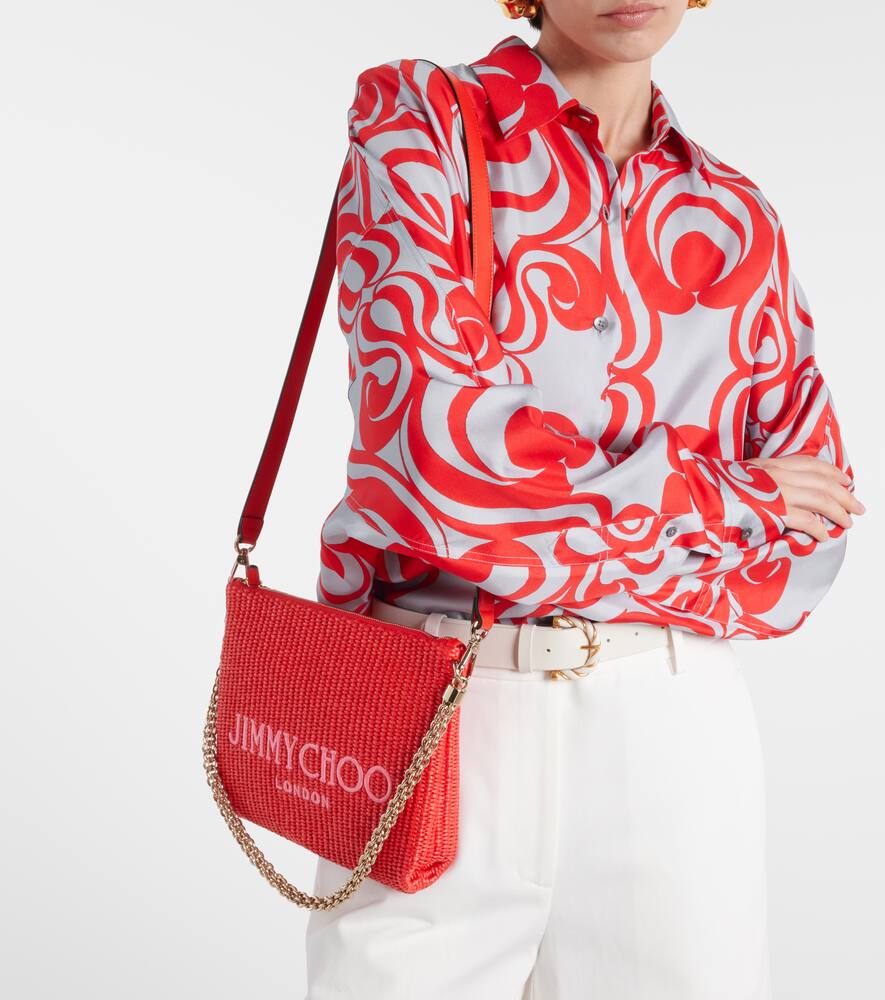 Jimmy Choo Callie logo raffia shoulder bag