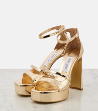 Jimmy Choo Claressa metallic leather platform sandals