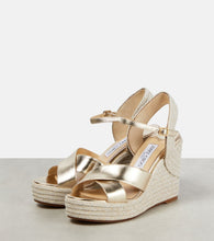 Jimmy Choo Dellena 100 metallic leather wedge sandals