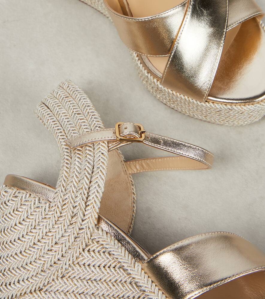 Jimmy Choo Dellena 100 metallic leather wedge sandals
