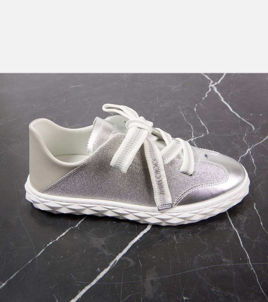 Jimmy Choo Diamond Light Flex/F leather-trimmed sneakers