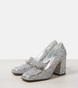 Jimmy Choo Diamond Tilda 85 glitter loafer pumps