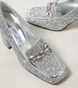 Jimmy Choo Diamond Tilda 85 glitter loafer pumps