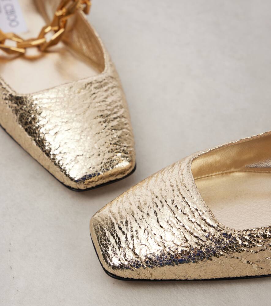 Jimmy Choo Diamond Tilda metallic leather Mary Jane flats