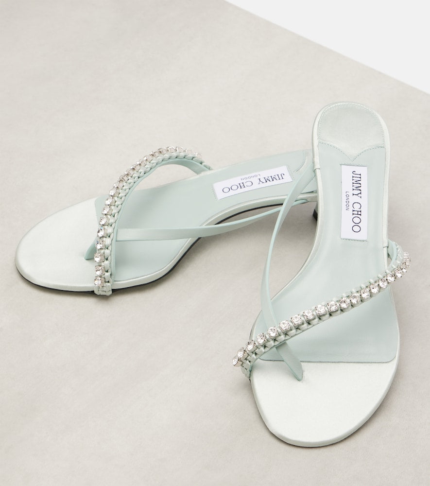 Jimmy Choo Dila 35 leather and satin thong sandals
