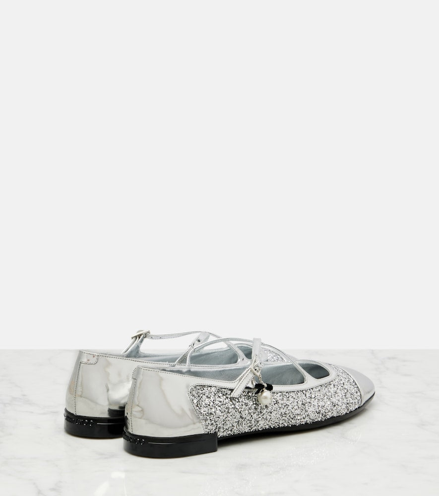 Jimmy Choo Eleri glitter leather ballet flats