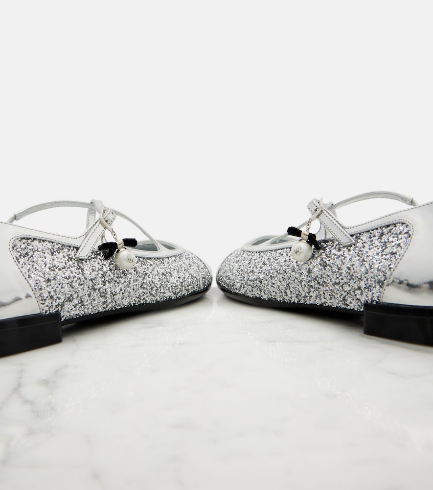 Jimmy Choo Eleri glitter leather ballet flats