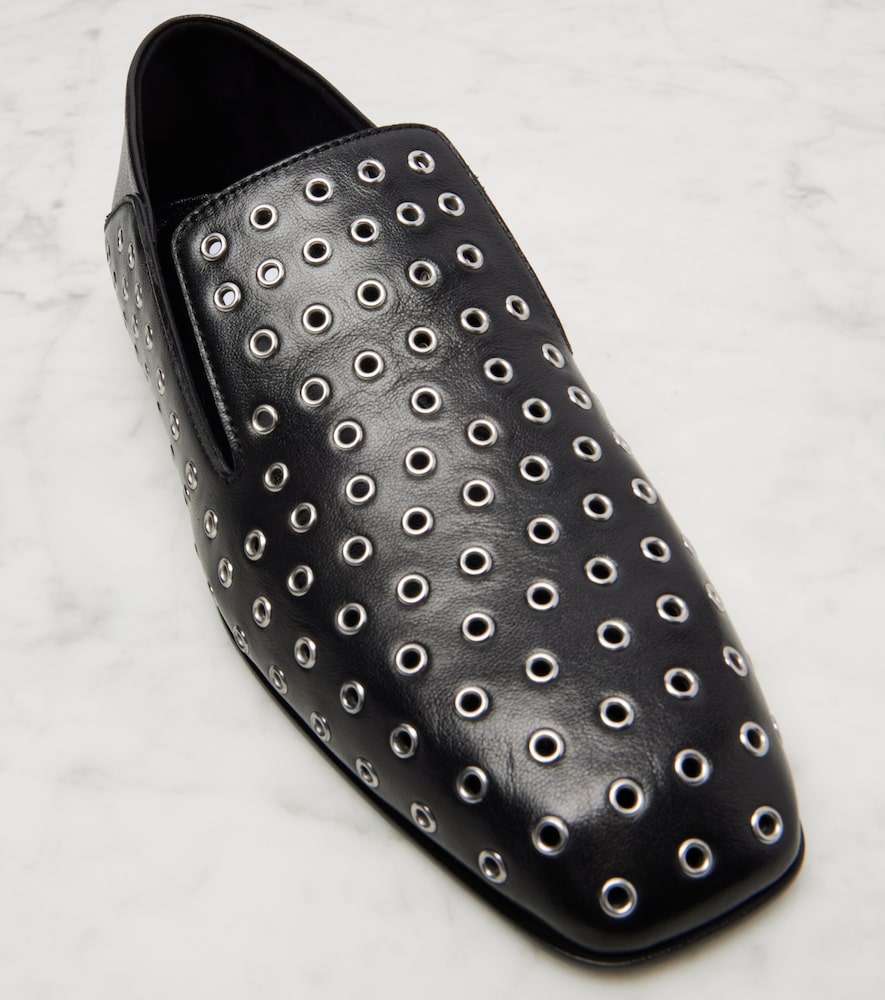 Jimmy Choo Eliot embellished leather slip-on shoes