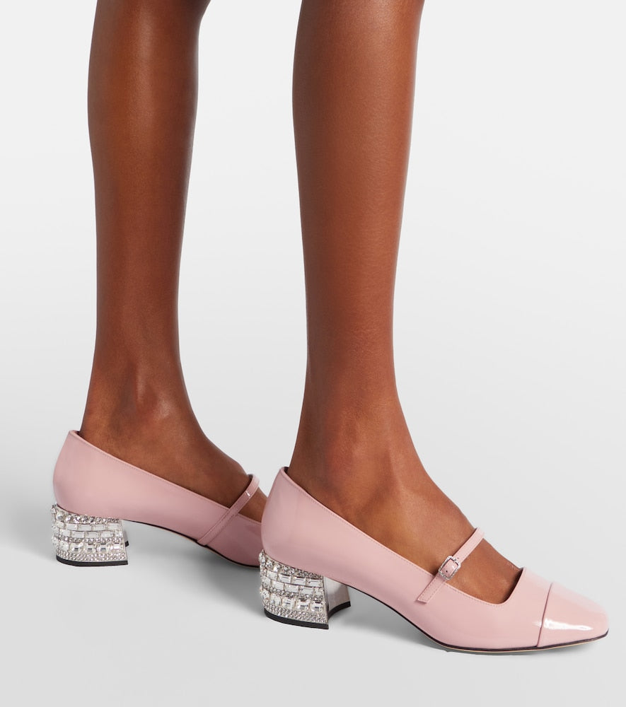 Jimmy Choo Elisa 45 embellished patent leather pumps