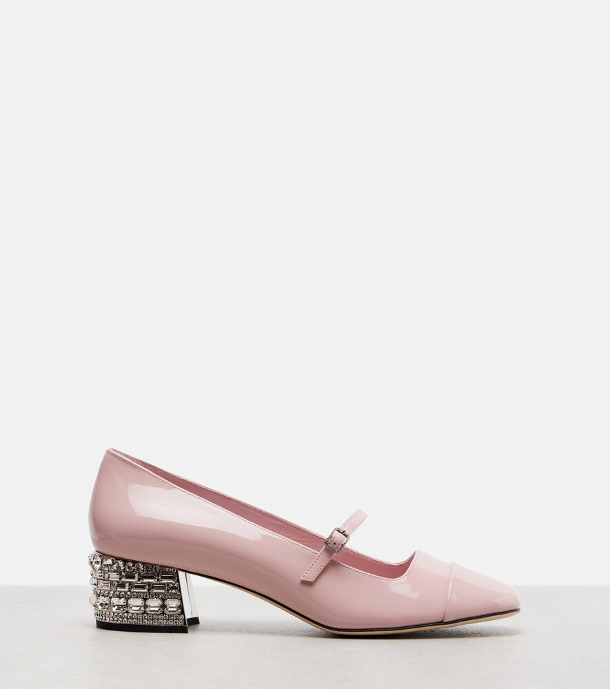 Jimmy Choo Elisa 45 embellished patent leather pumps