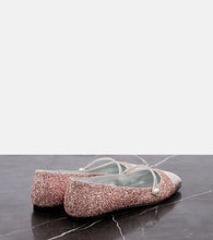 Jimmy Choo Elisa leather-trimmed glitter ballet flats