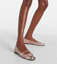 Jimmy Choo Elisa leather-trimmed glitter ballet flats