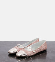 Jimmy Choo Elisa leather-trimmed glitter ballet flats
