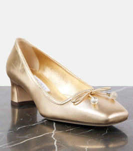 Jimmy Choo Elme 45 metallic leather pumps