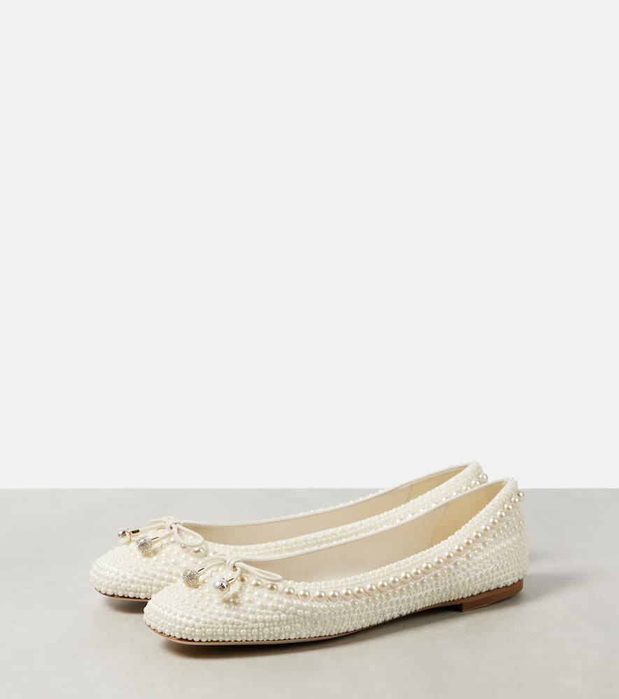 Jimmy Choo Elme embellished satin ballet flats