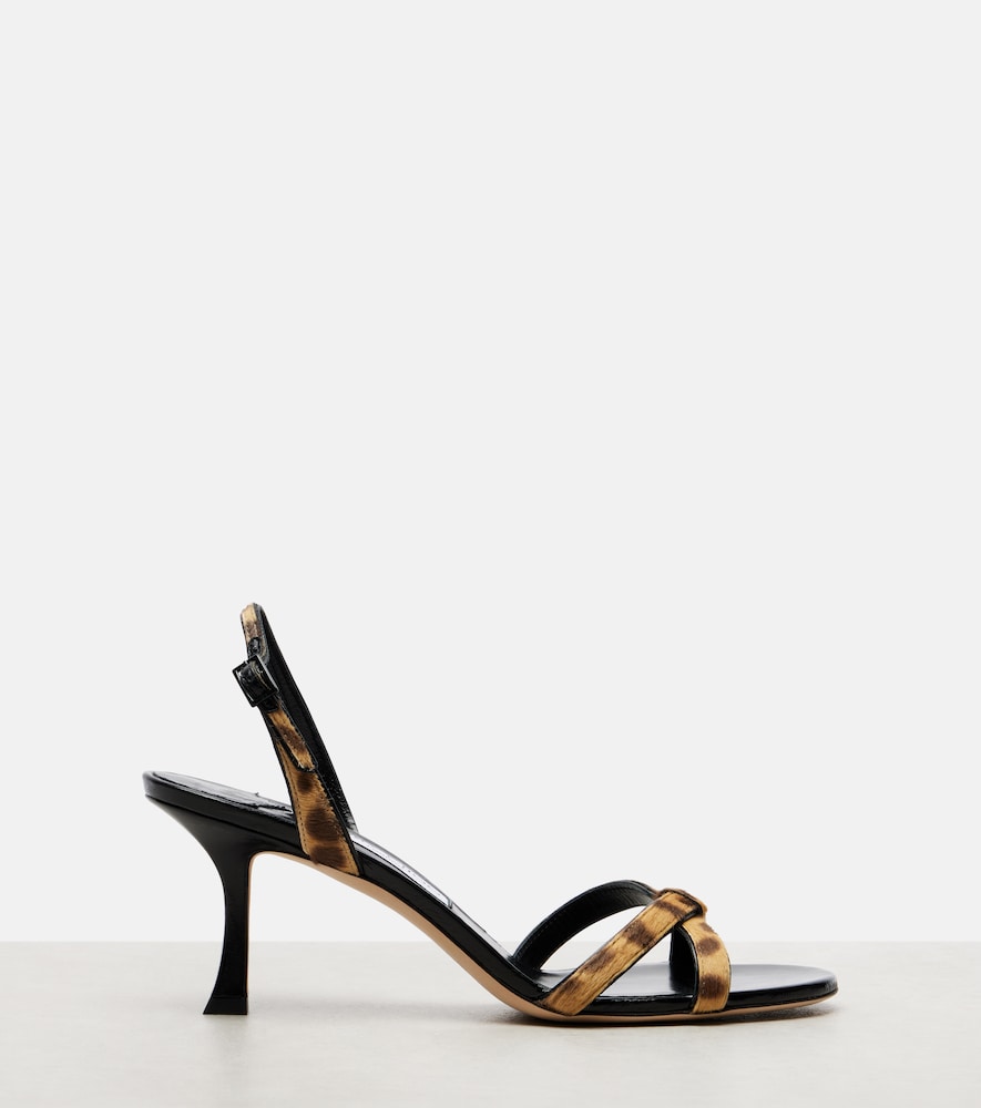 Jimmy Choo Elsy 70 calf hair-trimmed leather sandals