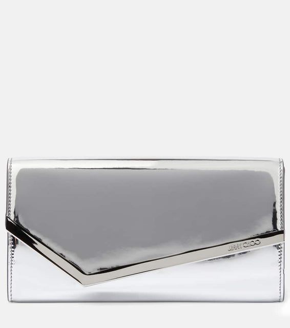 Jimmy Choo Emmie mirrored clutch. Shop Jimmy Choo Clutches for women now.