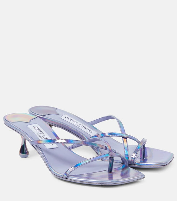 Jimmy Choo Etana 50 metallic leather mules