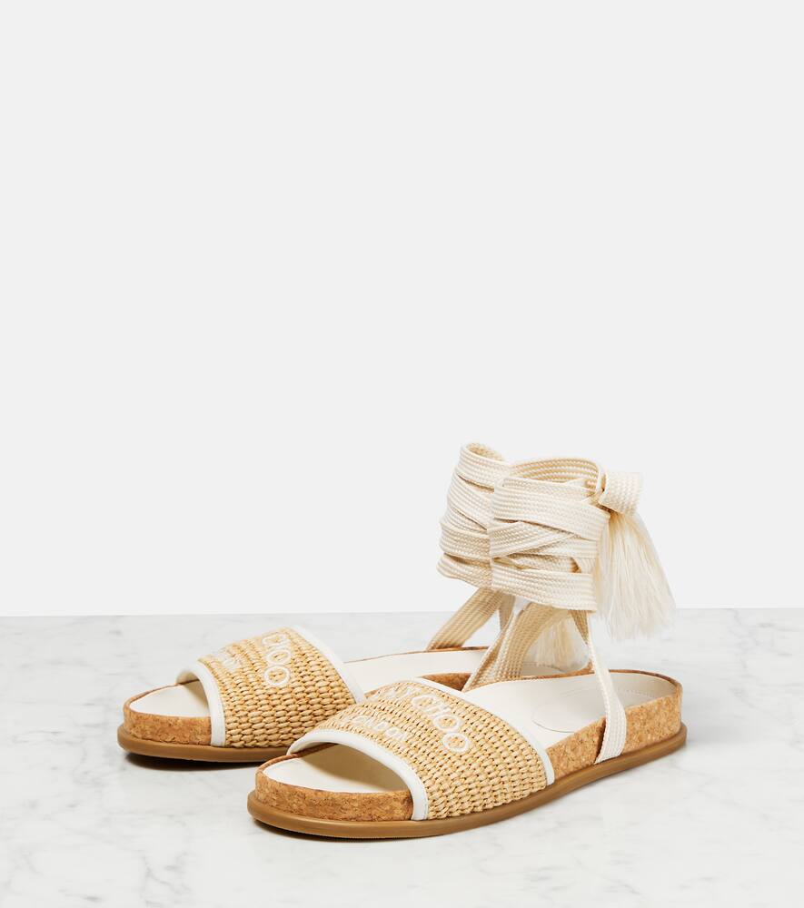 Jimmy Choo Gal Flat logo raffia sandals