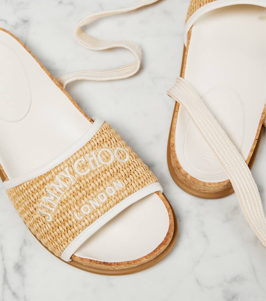 Jimmy Choo Gal Flat logo raffia sandals