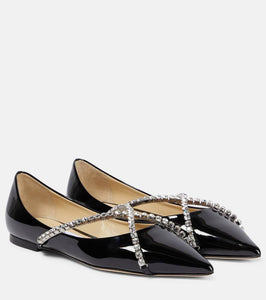 Jimmy Choo Genevi embellished patent leather ballet flats