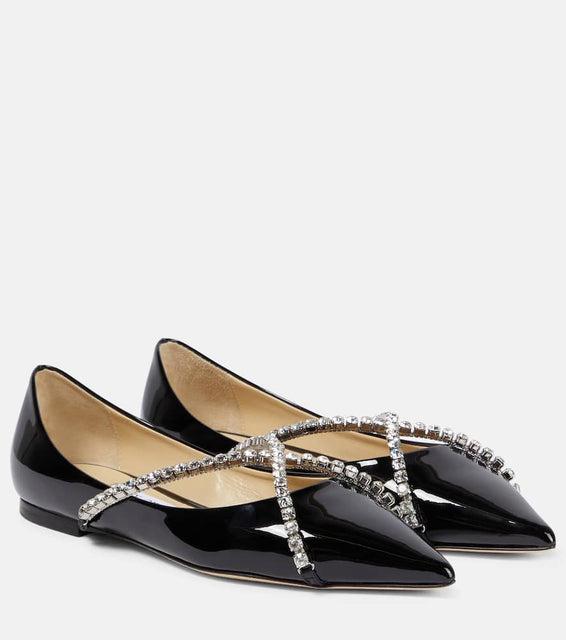 Jimmy Choo Genevi embellished patent leather ballet flats