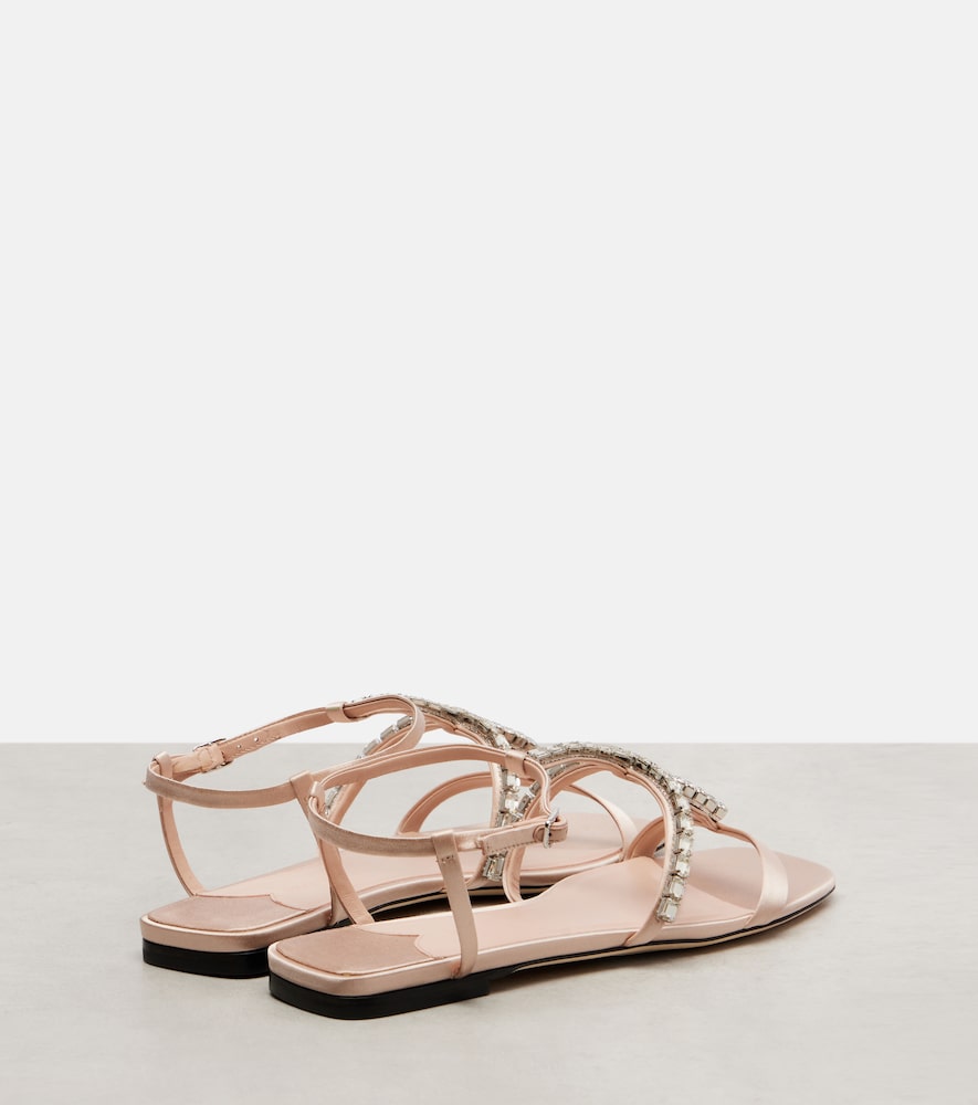 Jimmy Choo Gwyn embellished satin and leather sandals