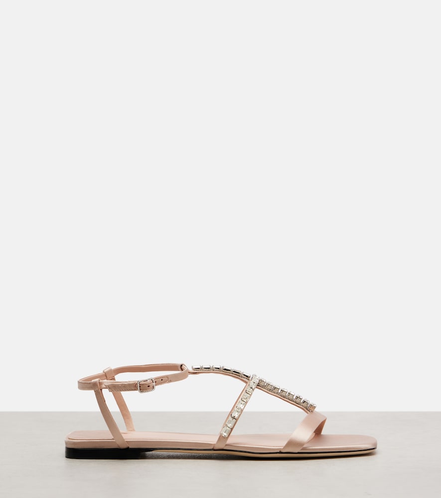 Jimmy Choo Gwyn embellished satin and leather sandals