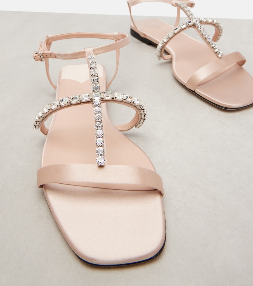 Jimmy Choo Gwyn embellished satin and leather sandals