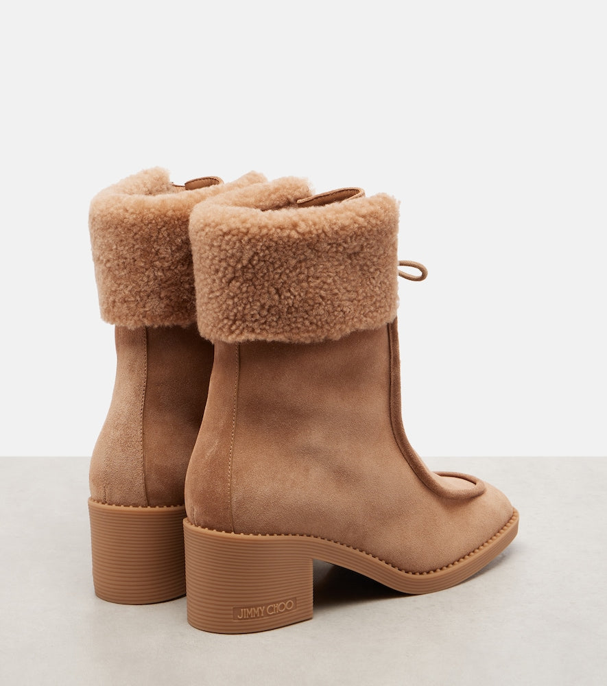 Jimmy Choo Hali shearling-trimmed suede ankle boots
