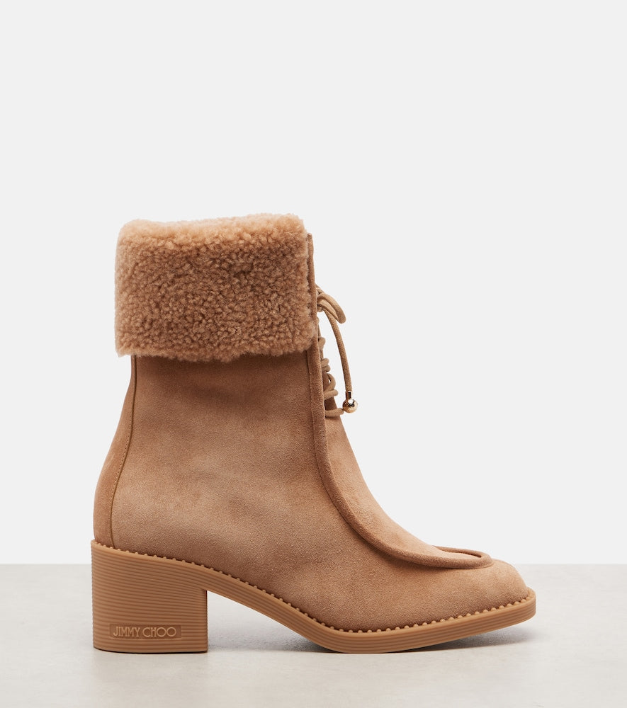 Jimmy Choo Hali shearling-trimmed suede ankle boots