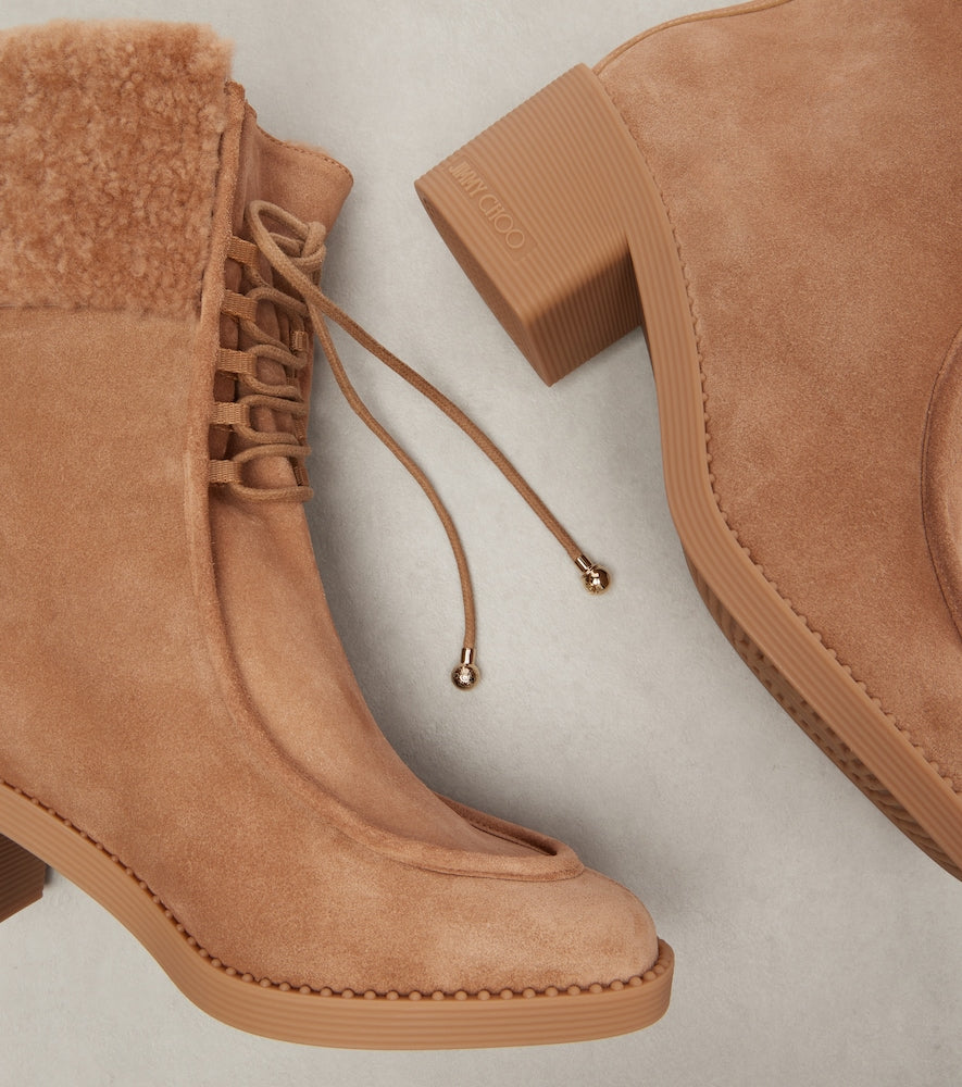 Jimmy Choo Hali shearling-trimmed suede ankle boots