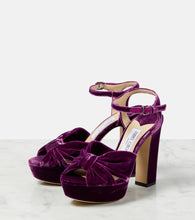 Jimmy Choo Heloise 120 velvet peep-toe pumps