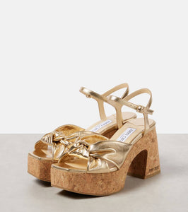 Jimmy Choo Heloise 95 metallic leather wedge sandals