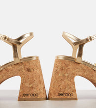 Jimmy Choo Heloise 95 metallic leather wedge sandals