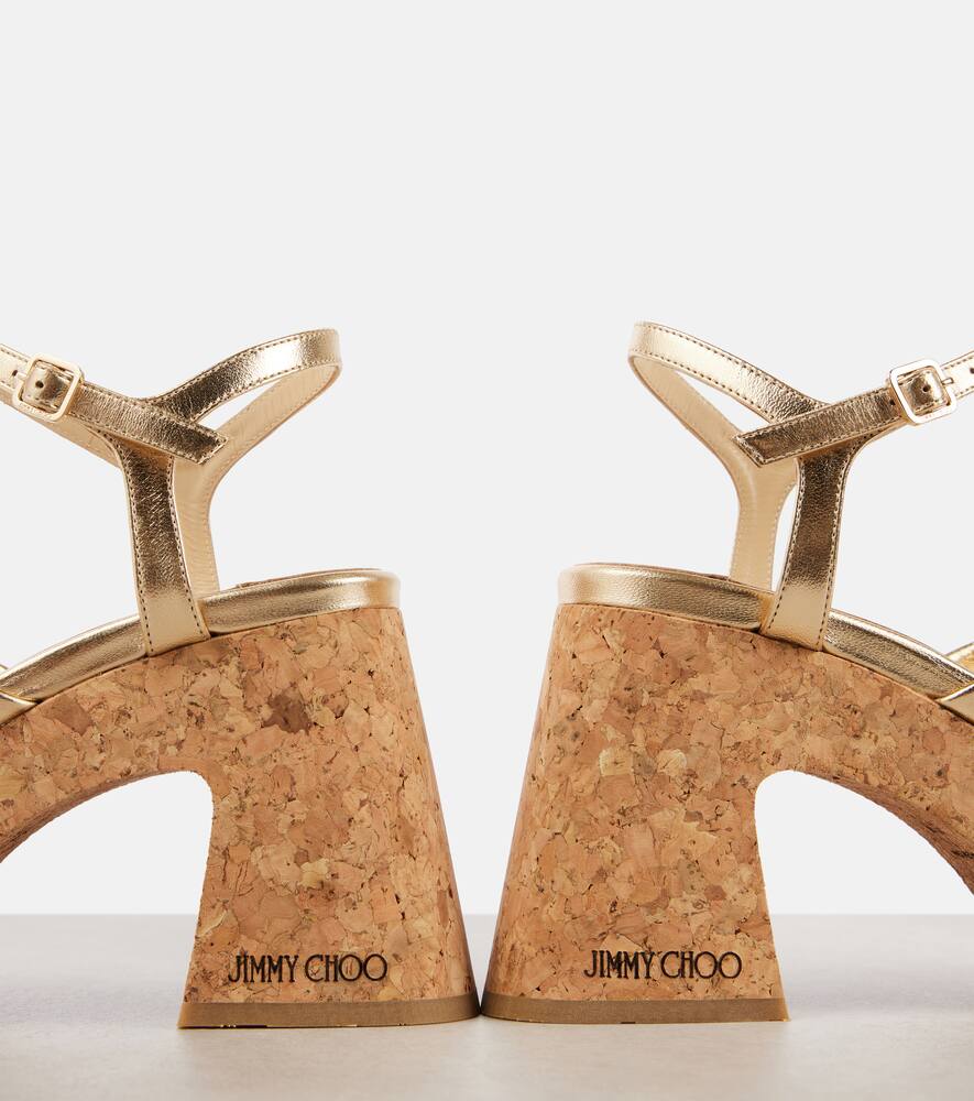 Jimmy Choo Heloise 95 metallic leather wedge sandals
