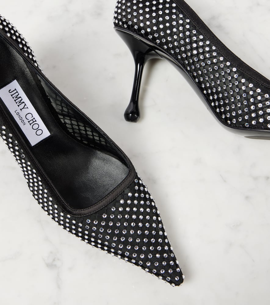 Jimmy Choo Ixia 80 embellished mesh pumps