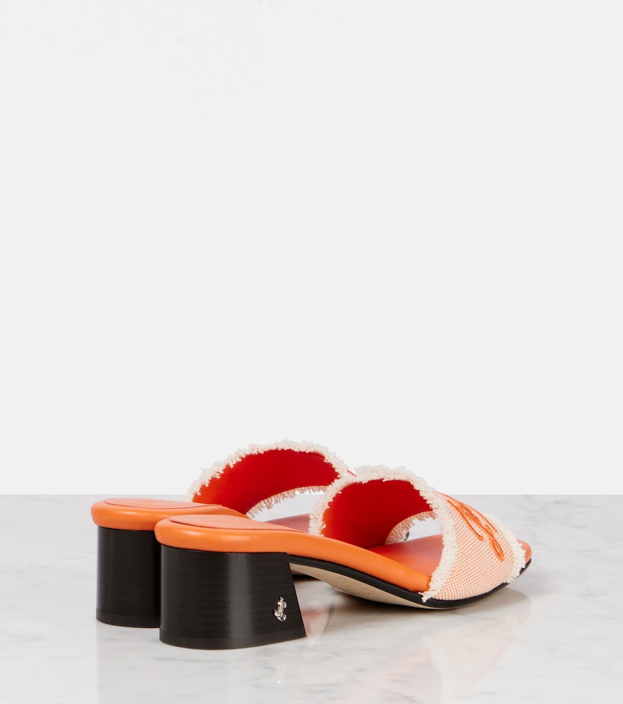 Jimmy Choo Joa 45 embroidered canvas mules