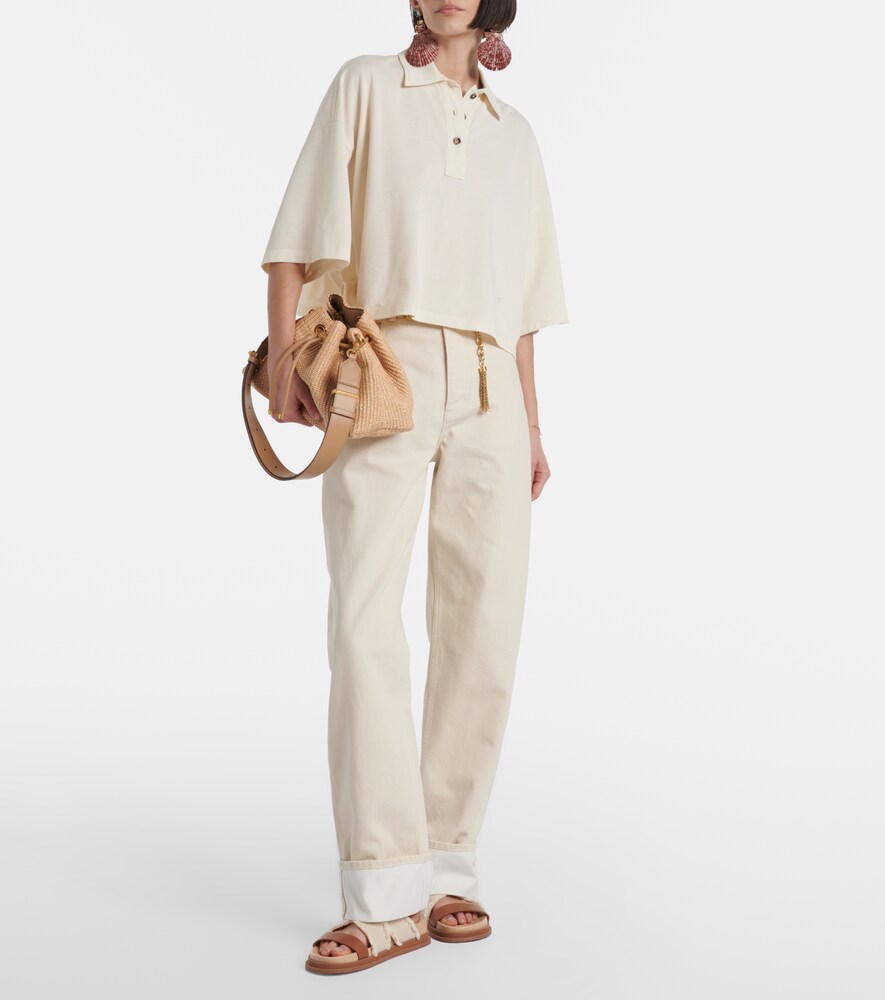 Jimmy Choo Joa embroidered canvas and leather sandals