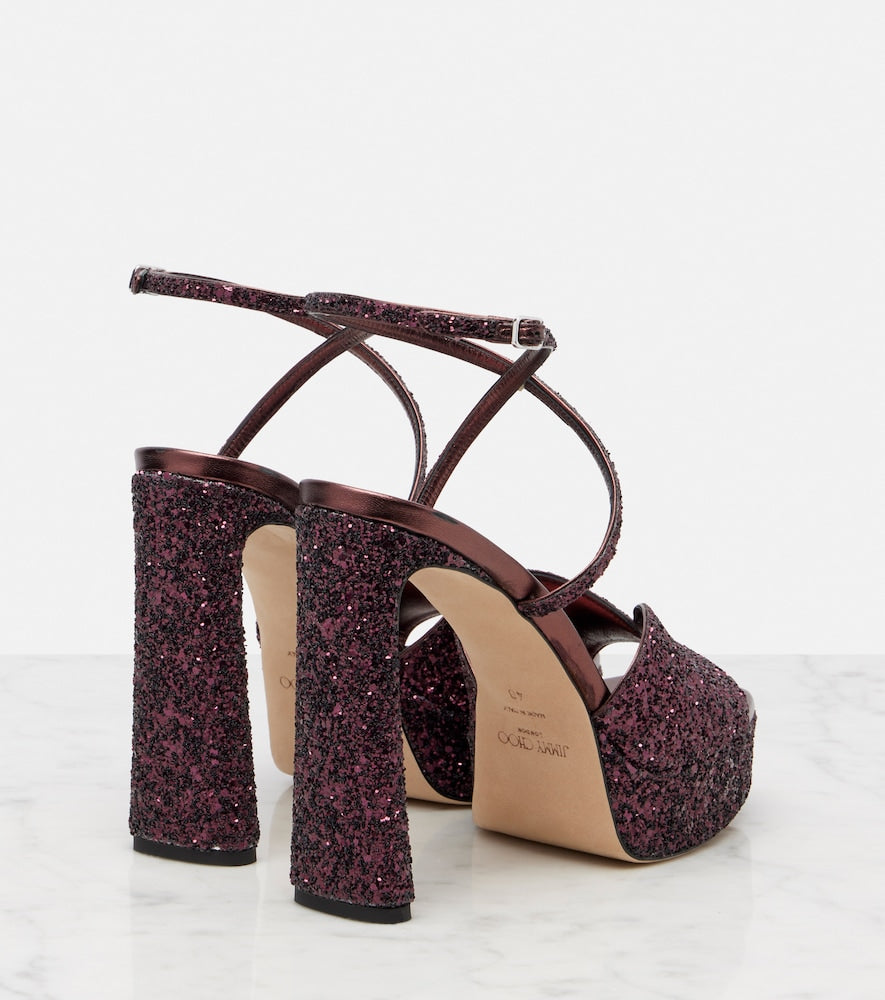 Jimmy Choo Karli 125 glitter platform sandals